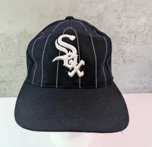 Vintage 1990's G-Cap Chicago White Sox Snapback Hat/Cap MLB Black Pinstripe - Picture 1 of 11