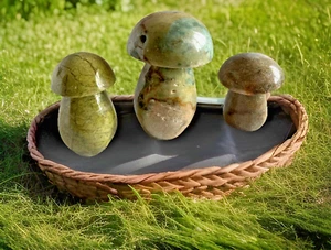 Ocean Jasper Mushroom Pod Natural Stone Quartz Crystal Fairy Garden Decor Energy - Picture 1 of 7