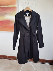 Schicker Kurzmantel Trenchcoat von H&M Gr. 38 schwarz knielang - Bild 1 von 4