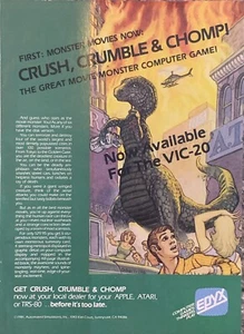 1981 Epyx Crush Crumble Chomp PRINT AD Monster Movie Computer Video Game Vintage 80s - Bild 1 von 5
