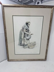 Paul Geissler original signierte Radierung - "Gemuse Frau" - gerahmte deutsche Kunst  - Bild 1 von 12