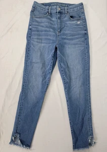 American Eagle Womens Curvy Super Hi-Rise Jegging Crop Blue Denim High Rise Sz 8 - Picture 1 of 9