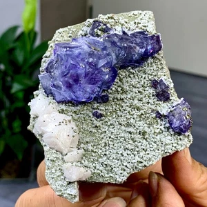 159G Natural transparent blue purple fluorite quartz mineral crystal yaogangxian - Picture 1 of 23