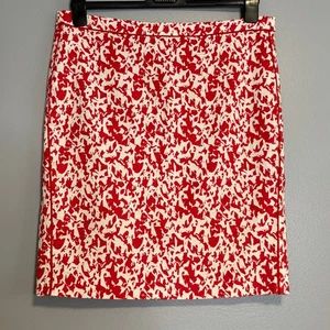 Halogen Red White Knee Length Straight Pencil Skirt 12 Work Cocktail - Picture 1 of 5