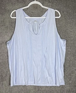 Old Navy Sleeveless Pintuck Tank Top Womens Size XXL Light Blue Open Neck - Picture 1 of 7