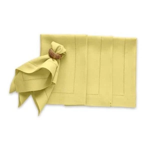 Cloth Napkins Set of 4-100% Pure Linen Dinner 20" x 20" (Set of 4) Yellow - Picture 1 of 7