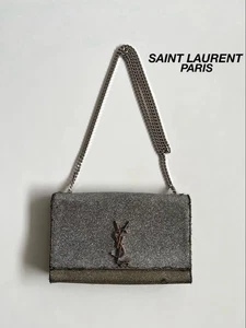 SAINT LAURENT Schultertasche Logo Kette Vintage Leder Monogramm gebraucht - Bild 1 von 12