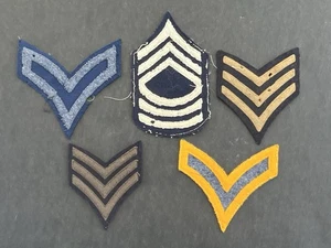 5 ORIG. WW II WOOL RANK PATCHES MASTER SERGEANT PRIVATE - Picture 1 of 7