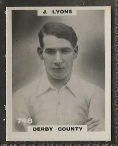 PINNACE FOOTBALL-PHOTO BACK-#0748- DERBY COUNTY - J. LYONS  - Picture 1 of 2