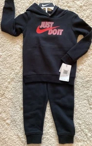 NIKE Boys 2 Piece Hoodie & Sweatpants Black Size 4T~New with Tags - Picture 1 of 4