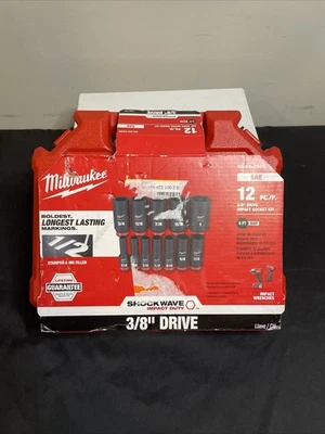 Milwaukee 49-66-7006 SHOCKWAVE 3/8" Drive SAE  6 Point Socket Set - 12PC - Image 1 of 4