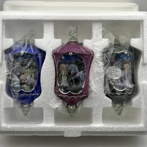 3 Einhorn Fee Ornamente BRADFORD EXCHANGE Erstausgabe von Moonlit Trail Col. - Bild 1 von 6