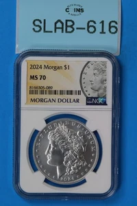 2024 $1 SILVER MORGAN DOLLAR NGC MS70 SLAB-616 - Picture 1 of 2