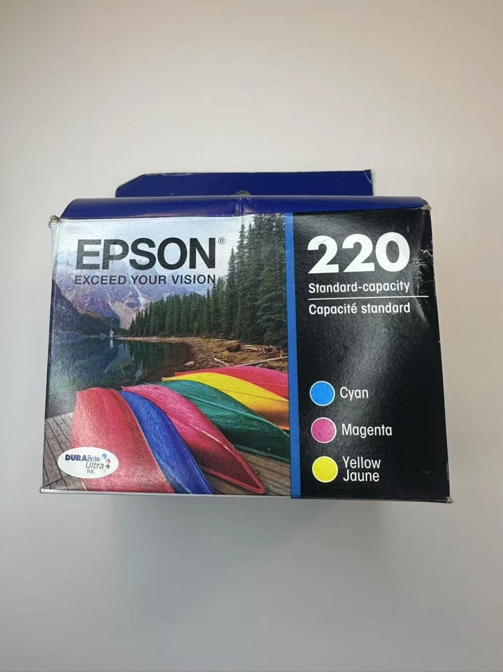 Epson T220 CMY Ink Cartridge Combo 3-Pack–OEM–Standard Capacity–New-Exp Dec 2025 Foto 1 de 3