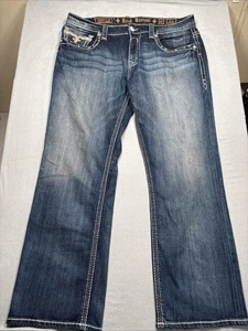 Mens Rock Revival "Darry" Orange Crush Leather Inserts Straight 42x33 - Picture 1 of 10