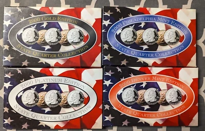 2000 State Quarter Collection Denver Philadelphia Gold Platinum Edition w/COA - Image 1 of 3