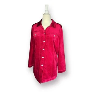Chaqueta Chico's Mujer Roja Alargada Clásica Pana LS Claret EE. UU. Talla 12/14 Grande - Imagen 1 de 7