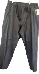 Vintage Avenue Women's Plus Size 22 Black Lambskin Leather Pants NWT $158 - Picture 1 of 15