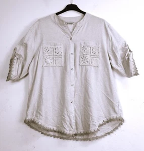 Lagenlook Damen Wunderschön Leinenmischung Shirt Taschen One Size: Regular (14-18) - Bild 1 von 6
