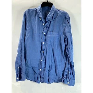 Camisa Abotonada ABEERCROMBIE & FITCH Para Hombre Azul Lino Ajuste Regular Talla M - Imagen 1 de 10