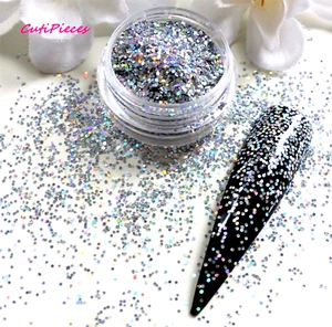 Nail Art Glitter *Glimmer* Fine Silver Hexagon Holographic Spangle Craft 5ml Pot - Picture 1 of 4