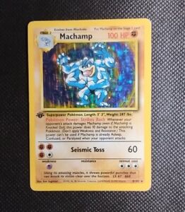 Machamp 1st Edition Pokemon Card 8/102 Base Set Rare Holo WOTC 1999 Heavily Play