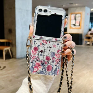 Funda Para Samsung Galaxy Z Flip6 Flip5 Flip4 Flores Suave Bandolera Cordón Cubierta - Imagen 1 de 16