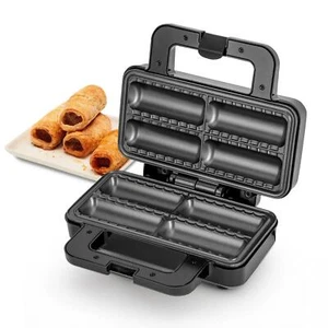 GEEPAS Sausage Roll Maker Makes 4 Rolls Non-Stick Plates Over Heat Protection - Picture 1 of 8