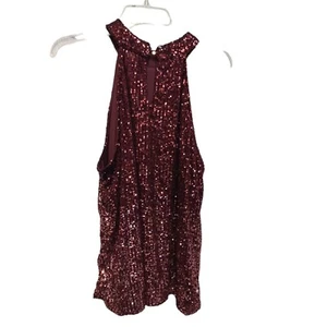 Cable & Gauge Womens Top Xlarge Sequin Red Twisted Halter Festival Event - Picture 1 of 9