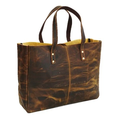 Bolso de Mano Grande de Cuero de 17 Pulgadas para Mujer Hecho a Mano Vintage Mercado Compras Cartera Foto 1 de 4