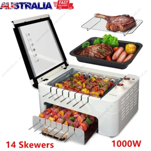 1000W Electric BBQ Grill Stove Barbecue Pan Smokeless Auto Rotating Skewers AU - Picture 1 of 14
