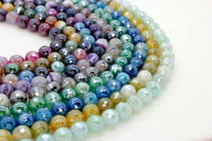 Colorful Agate Faceted Round Sphere Rainbow Gemstones Beads with Coating RNF92 - Imagen 1 de 8