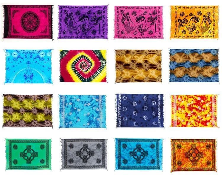 Ca 45 Modelle Sarong Wickelrock Rock Pareo Hüfttuch Bunt Batik Strandtuch Tuch - Bild 1 von 1