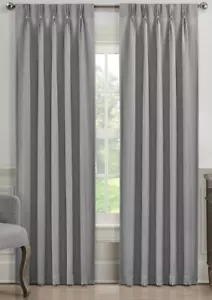 J. Queen Aida Gray Pinch Pleat Back Tab Curtain Panel 25" X 84' - Picture 1 of 2
