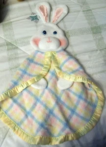 1979 Fisher Price Security Blanket Lovee Plaid Bunny Rabbit 1353 - Picture 1 of 8