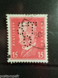 ALLEMAGNE EMPIRE GERMANY 1928-32, timbre perforé 405, oblitéré, PERFIN STAMP AA - Imagen 1 de 2