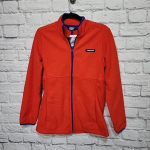 Lands' End Grid Fleece Full Zip Up Jacket Orange Blue Women’s Size S (6-8) NWT - Picture 1 of 9