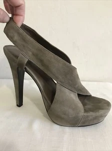 DVF Dianne Von Furstenberg Taupe Tostado Marrón Cordones Punta Abierta Sandalia Tacón Talla 9 - Imagen 1 de 12