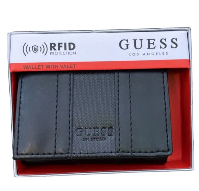 МУЖСКОЙ GUESS СКЛАДНОГО все черный бумажник с оригинальной подарочной коробкой - Изображение 1 из 3