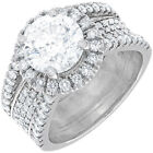 GIA Certified 3.50 Carat Round Cut Diamond Bridal Set 18k White Gold