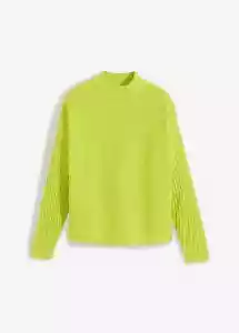 Neu Ripp-Pullover mit Turtleneck Gr. 48/50 Limettengrün Damen Langarm Sweater - Bild 1 von 1