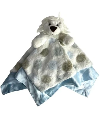 Manta de seguridad satinada Little Giraffe azul lunares león felpa gris amoroso Foto 1 de 4