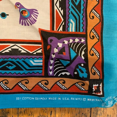 Pañuelo bufanda vintage Navajo Thunderbird nativo WAMCRAFT EE. UU. Foto 1 de 4