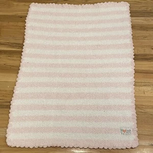 Apple Sauce (Birch Trading Co) Luxe Chenille Pink and White Stripe Baby Blanket - Picture 1 of 2