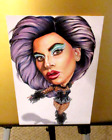 Cartes caricatures folles Lady Gaga art original PEINT 1/1 Tim Levandoski 7X10