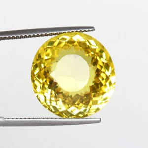 Large Yellow Citrine 20. Carat Round Cut Loose Gemstone For Ring & Pendant - Picture 1 of 6