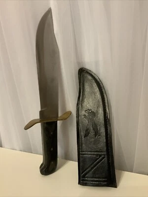 Custom Vintage Western Bowie Knife Clone Stainless Steel With Leather Sheath - Image 1 of 4
