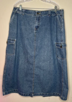 CATO Denim Skirt Womens Plus Sz 16W Cotton Stretch Cargo Midi Maxi Y2K - Image 1 of 4