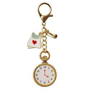 Disney Parks Alice in Wonderland Flair Bag Charm Jewelry White Rabbit Clock - Picture 1 of 2