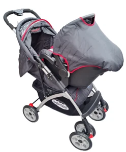 BABIDEAL PASSEGGINO E OVETTO DUO SYSTEM PARAPIOGGIA E COPRIGAMBE ROSSO E GRIGIO - Imagen 1 de 8